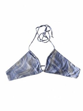 naked wardrobe Marble-Pattern Triangle Bikini Top in Light Lavender and White